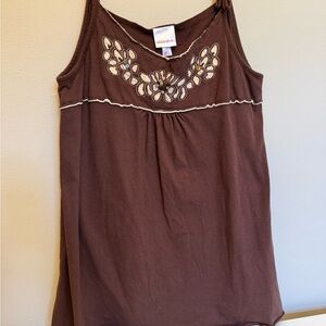 Xhilaration Chocolate Brown Embroidered Tank Top